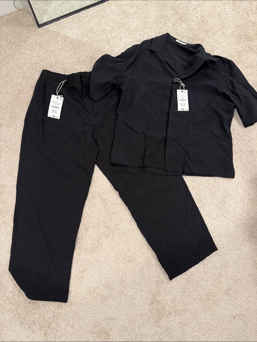 Zara Black Two-Piece Shirt and Pants Set - Picture 1 of 3